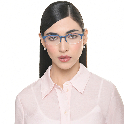 John Jacobs Online Sky Blue Half Rim Rectangle left side