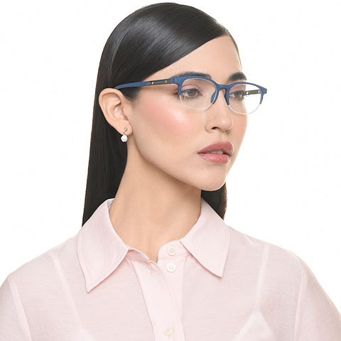 John Jacobs Online Sky Blue Half Rim Rectangle right side