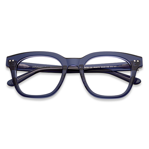 John Jacobs Blue Transparent Full Rim Square left side