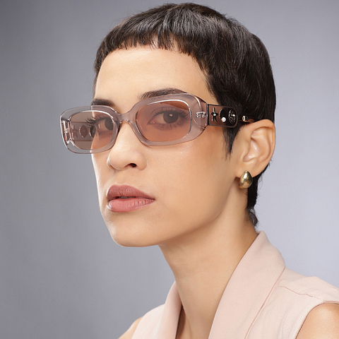John Jacobs Brown Transparent Full Rim Rectangle left side