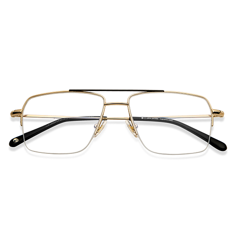 John Jacobs Gold Black Half Rim Square left side