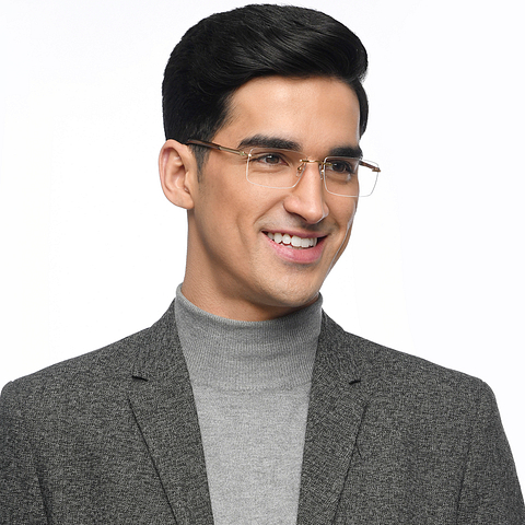 John Jacobs Online Gold Rimless Rectangle left side John Jacobs Online Gold Rimless Rectangle left side