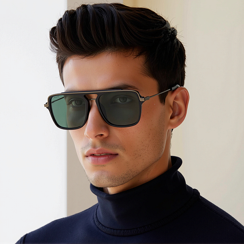 John Jacobs Dark Gunmetal Full Rim Square left side