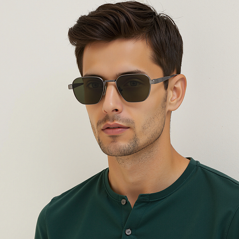 John Jacobs Gunmetal Full Rim Geometric left side