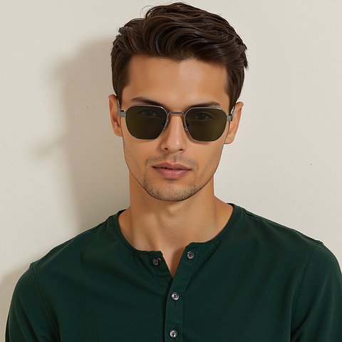 John Jacobs Gunmetal Full Rim Geometric right side