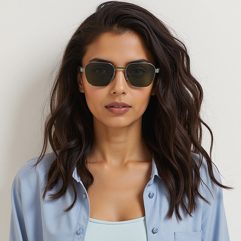 John Jacobs Gunmetal Full Rim Geometric right side