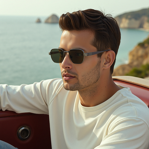 John Jacobs Gunmetal Full Rim Geometric left side