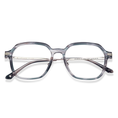 John Jacobs Blue Transparent Full Rim Square left side