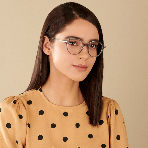 John Jacobs Online Gray Transparent Full Rim Round right side