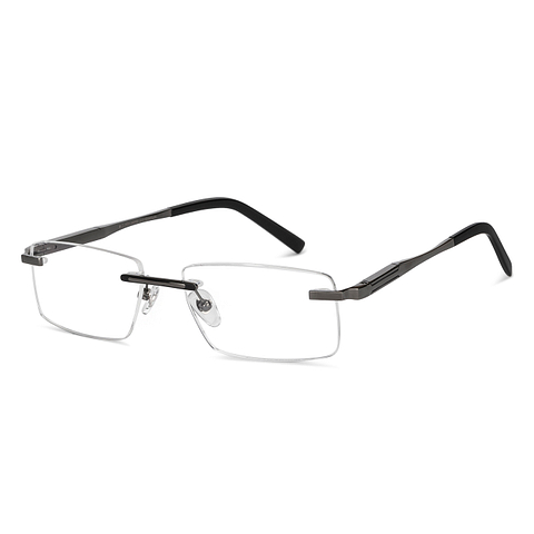 John Jacobs Online Gunmetal Rimless Rectangle left side