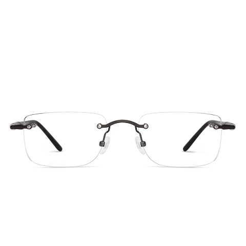 John Jacobs Gunmetal Rimless Rectangle right side