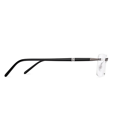John Jacobs Gunmetal Rimless Rectangle left side