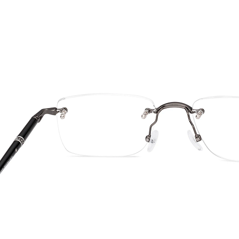 John Jacobs Gunmetal Rimless Rectangle right side