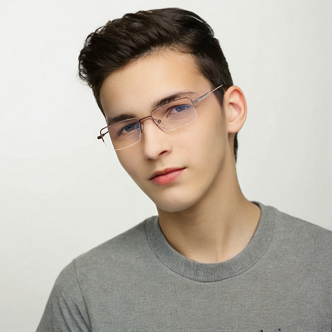 John Jacobs Gunmetal Half Rim Rectangle left side