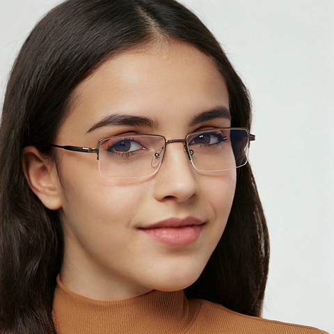 John Jacobs Gunmetal Half Rim Rectangle right side