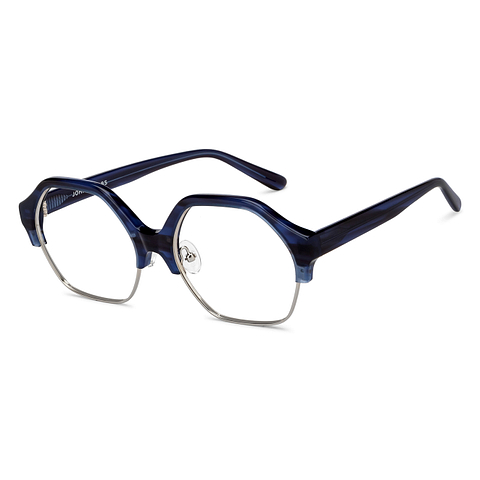 John Jacobs Online Silver Full Rim Hexagonal left side