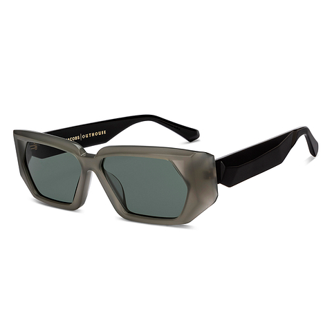 John Jacobs Gray Transparent Full Rim Rectangle left side