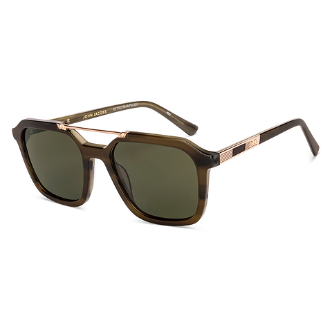 John Jacobs Olive Green Full Rim Square left side