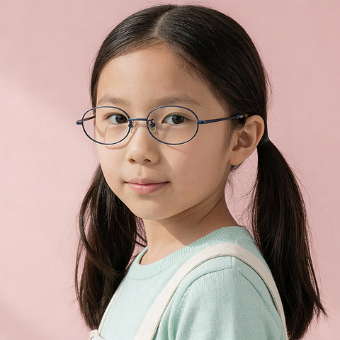 Junni Sky Blue Full Rim Oval left side