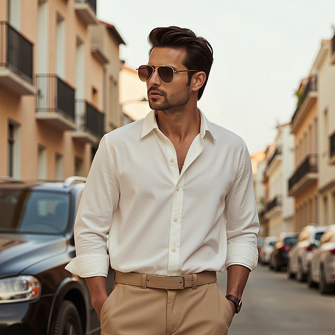 John Jacobs Online Gold Full Rim Aviator left side