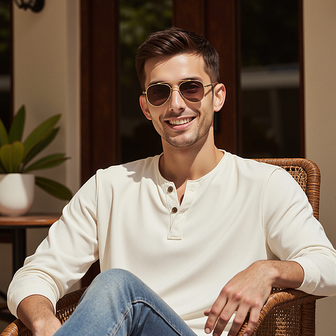 John Jacobs Online Gold Full Rim Aviator left side