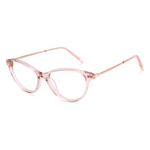 John Jacobs Pink Transparent Full Rim Cat Eye left side