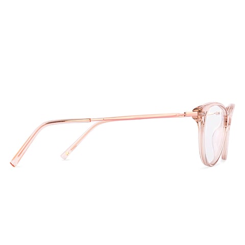 John Jacobs Pink Transparent Full Rim Cat Eye left side
