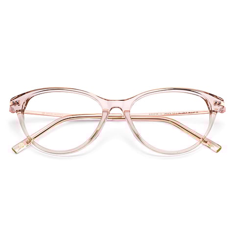 John Jacobs Pink Transparent Full Rim Cat Eye left side