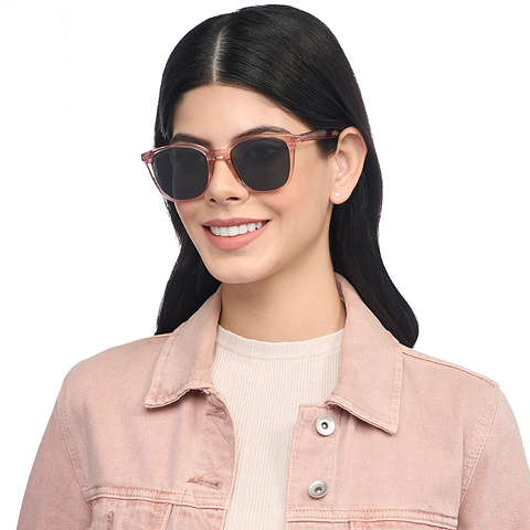 John Jacobs Pink Transparent Full Rim Square left side