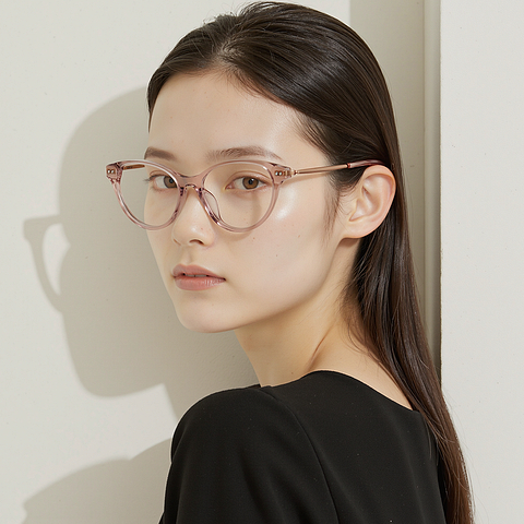 John Jacobs Online Pink Transparent Full Rim Cat Eye right side