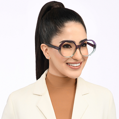 جون جاكوبز على الإنترنت أخضر شفاف حافة كاملة هندسي right side