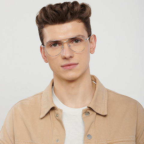 John Jacobs Online Silver Full Rim Aviator left side