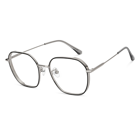 John Jacobs Silver Full Rim Square left side