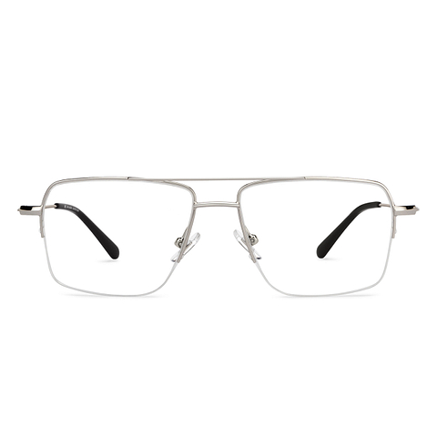 John Jacobs Online Silver Half Rim Square left side