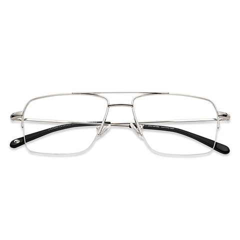John Jacobs Online Silver Half Rim Square left side