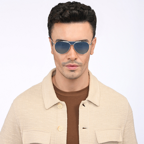 John Jacobs Online Silver Full Rim Aviator left side