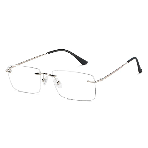 John Jacobs Silver Rimless Rectangle left side