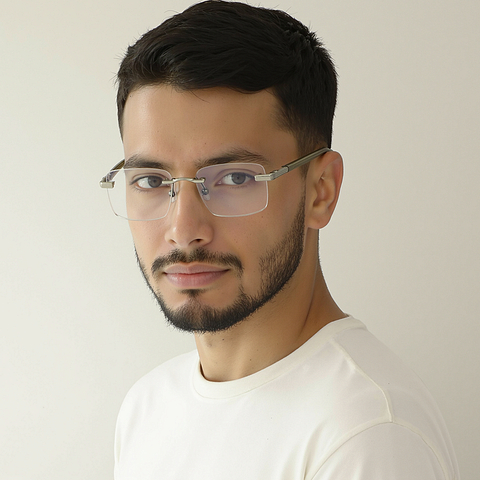 John Jacobs Silver Rimless Rectangle left side