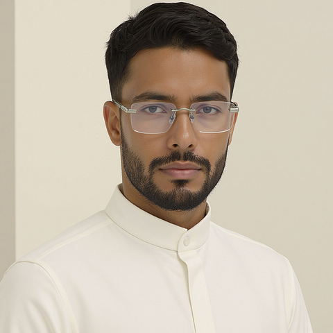 John Jacobs Silver Rimless Rectangle right side