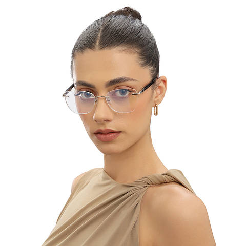 John Jacobs Online Silver Rimless Square left side