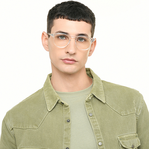 John Jacobs Crystal Transparent Full Rim Round left side