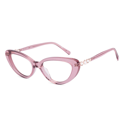 John Jacobs Pink Transparent Full Rim Cat Eye left side