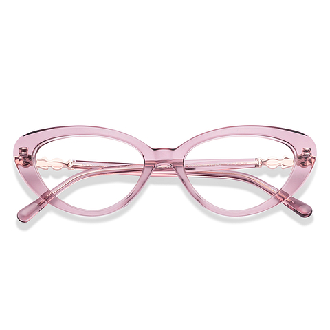 John Jacobs Pink Transparent Full Rim Cat Eye left side