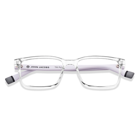 Buy Transparent White Grey Full Rim Rectangle John Jacobs TR Flex