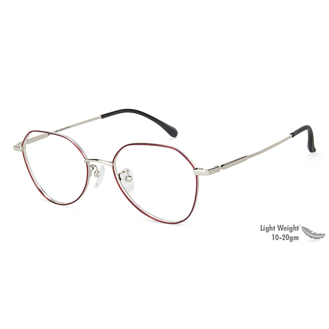 John Jacobs Silver Maroon Full Rim Round left side