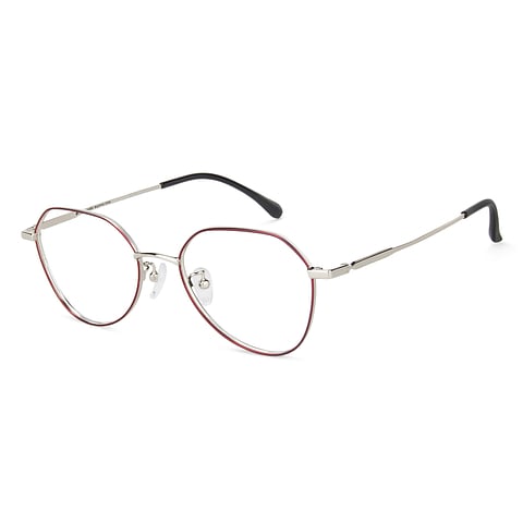 John Jacobs Silver Maroon Full Rim Round left side