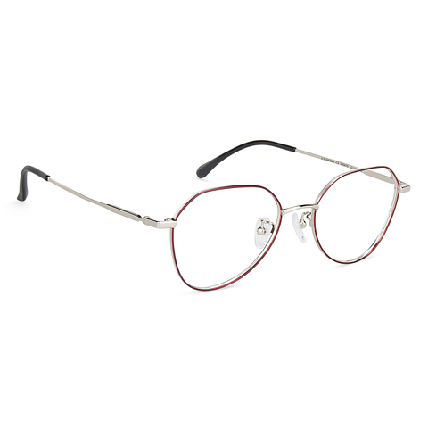 John Jacobs Silver Maroon Full Rim Round left side