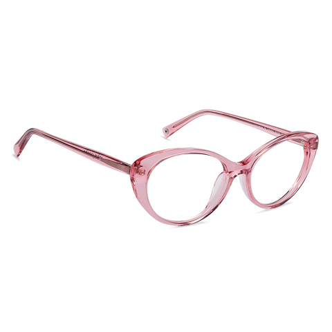 John Jacobs Online Pink Transparent Full Rim Cat Eye left side