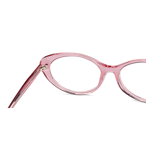 John Jacobs Online Pink Transparent Full Rim Cat Eye left side