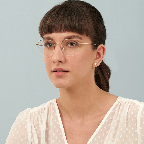 John Jacobs Online Gold Half Rim Round left side